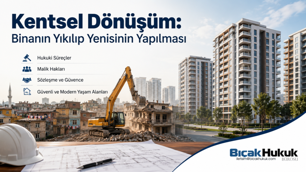 Kentsel dönüşüm taşınmazın yıkılıp yerine yenisi yapılması avukat hukuk bürosu Riskli bina yapı oy çoğunluğu arsa pay sahibi malik uyuşmazlık