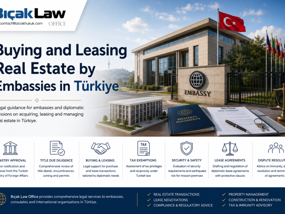 Guide buying leasing real estate by embassies diplomatic missions Türkiye title due diligence lease agreements tax exemption Lawyer law firm