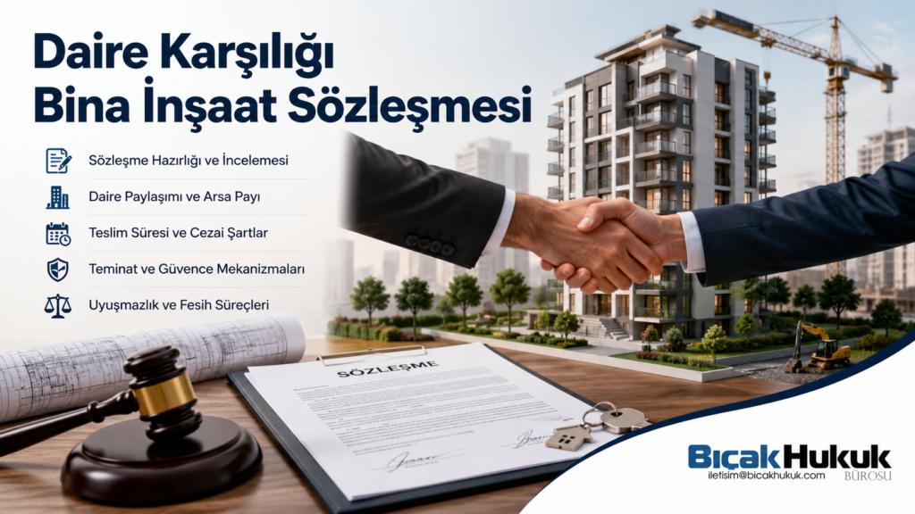 Kat Karşılığı inşaat Sözleşmesi Müteahhit Arsa sahibi Tapu ruhsat İskan izni Arsa payı Paylaşım oranı Teslim süresi irtifakı mülkiyeti Avukat