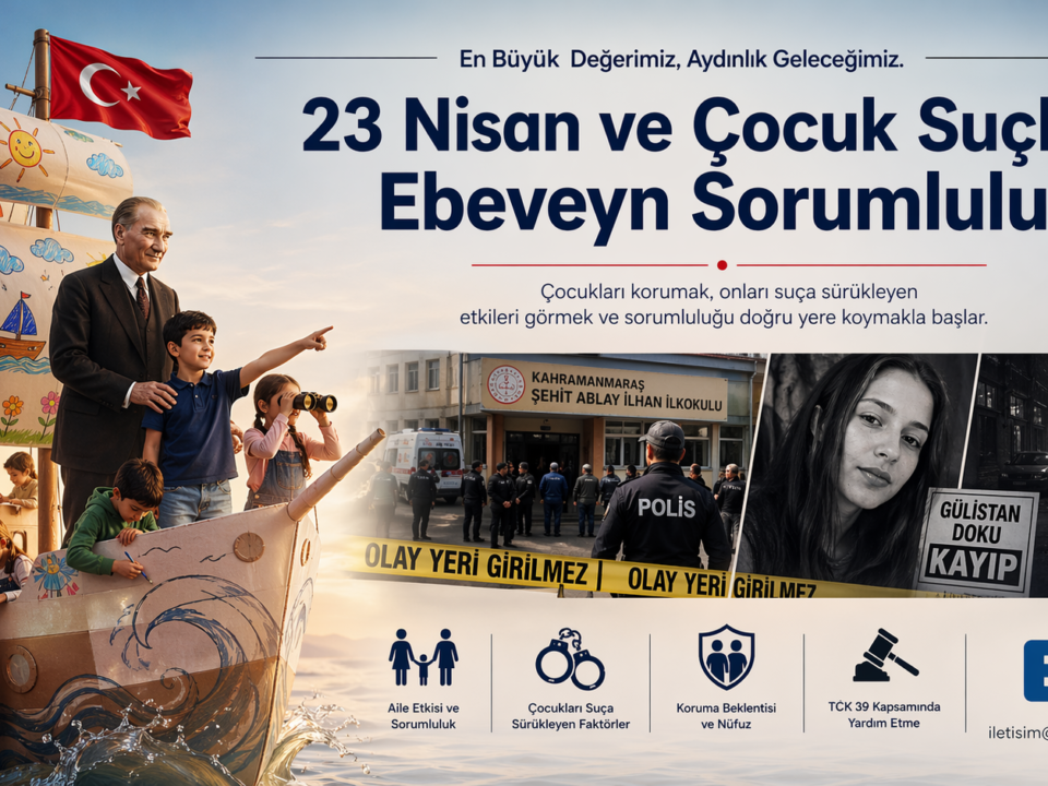 23 Nisan Çocuk bayramı Suçları Ebeveyn Sorumluluğu TCK 39 Yardım Etme Hukuk Bürosu Avukat uzman desteği iştirak Ceza Vali Emniyet Müdürü Baba