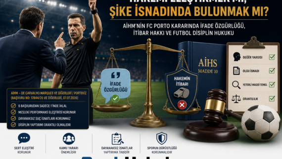 Futbol Hakem Eleştiri İfade Özgürlüğü AİHM FC Porto Kararı Türk hukuku Avukat Hukuk Bürosu de Carvalho Marques Portekiz Müsabaka şike kulüp