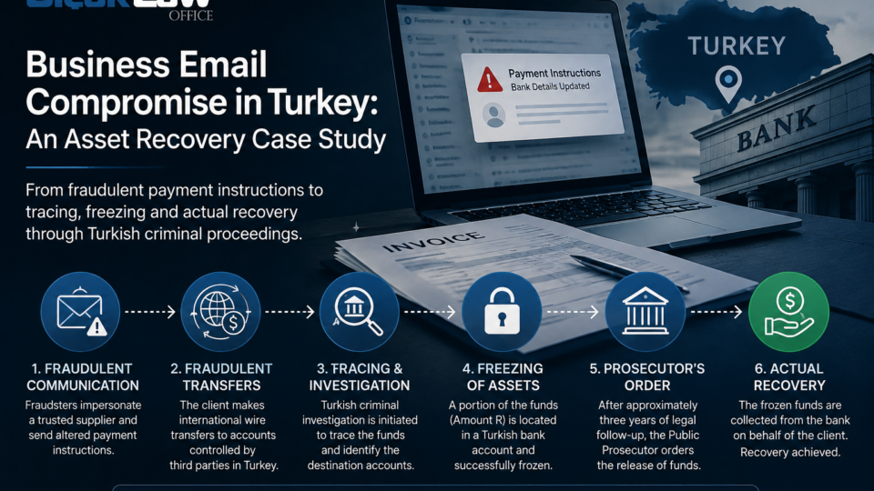 Business Email Compromise Fraud Tracing Frozen Asset Freeze Recovery Fraudulent Transfers Turkey Türkiye Case Study Attorney Lawyer Law Firm