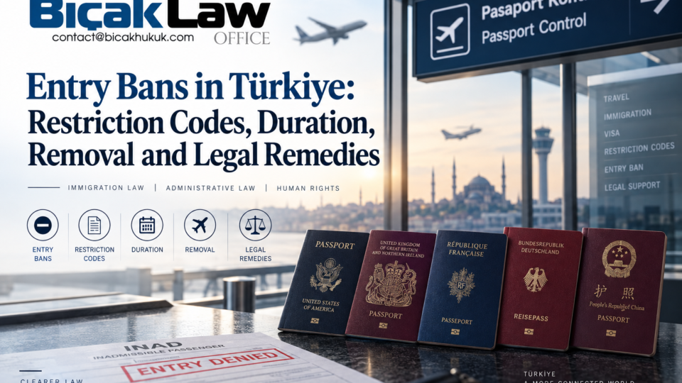 How entry bans in Türkiye work including restriction codes overstay bans G-87 annotated visas administrative appeals court remedies attorney